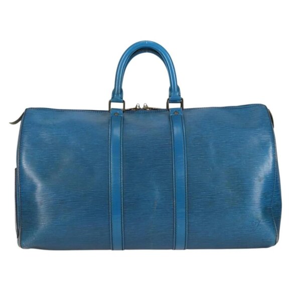 LOUIS VUITTON Epi Keepall 50 Boston Bag Blue - Picture 2 of 15